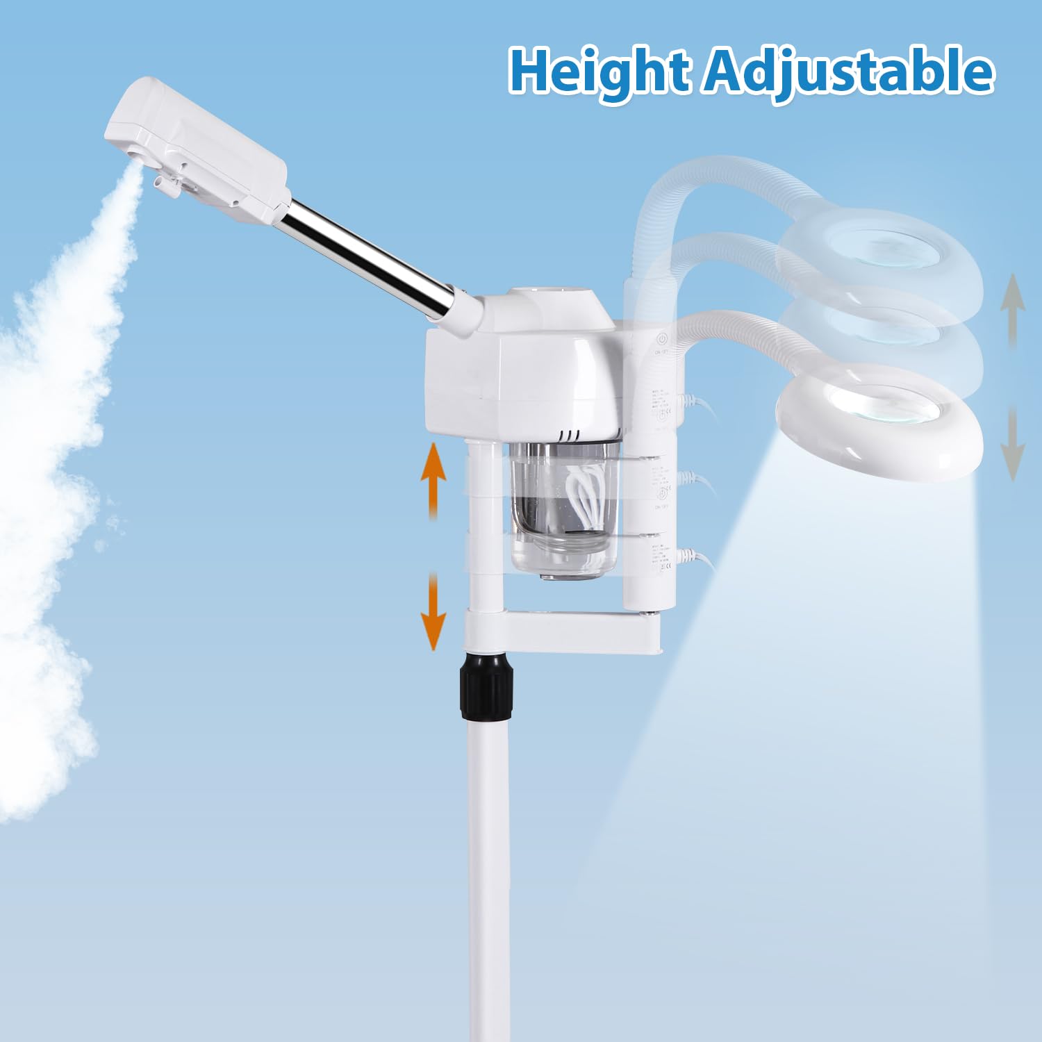 Saicool 2 in 1 Facial Steamer 5X Magnifying Lamp - Hot Ozone Spa Machine, Mist Face Salon Beauty Skin Care Equipment