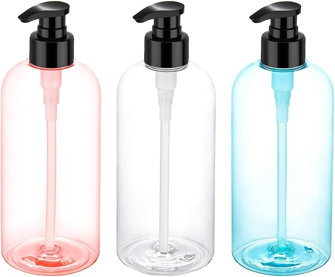 Bynccea Plastic Pump Bottle 16 oz/500 ml Empty Shampoo Pump Bottles Dispenser Portable Pump Bottles for Shampoo and Conditioner Liquid