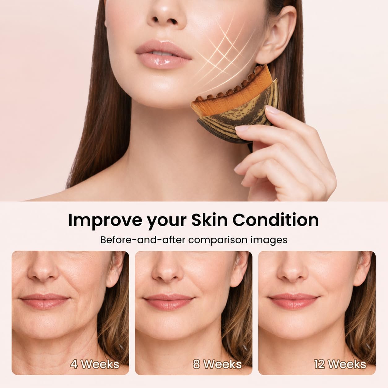 Cwfas Lymphatic Contour Face Brush for Lymphatic Drainage & Facial Sculpting, Depuffing Tool for Makeup Prep and Self-Care, Boosts Circulation and Skincare Absorption (2-Piece Face Brush) Medium