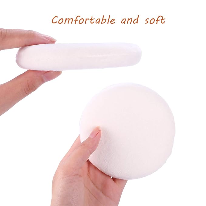 WSYUB Powder Puff, Large Loose Powder Puffs, 4.13 Inch Powder Puff for Body Powder, Ultra Soft Velour Body Powder Puffs, 2pcs, White, Round
