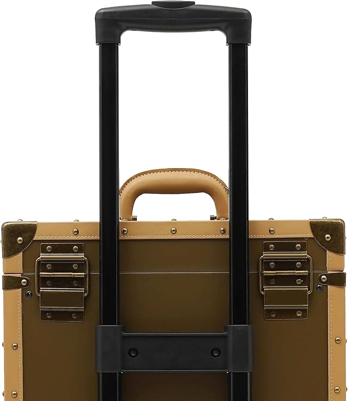 QUEWATSA Rolling Makeup Case Large Storage Cosmetic Trolley, Rolling Lockable Makeup Train Case, Stylist Beauty Salon Cosmetic Luggage Travel Organizer Tool Box with Hair Dryer Holder (Gold)