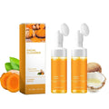 Yaper 2 Pcs Turmeric Brightening Facial Cleanser,Deep Cleansing Glow Wash Turmeric Face Foaming Wash with Brush for All Skin.