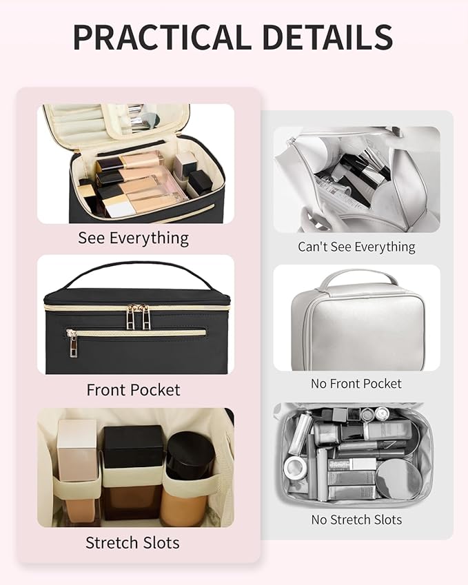 Wandering Nature Makeup Bag, Women Travel Make Up Vanity Case with Handle