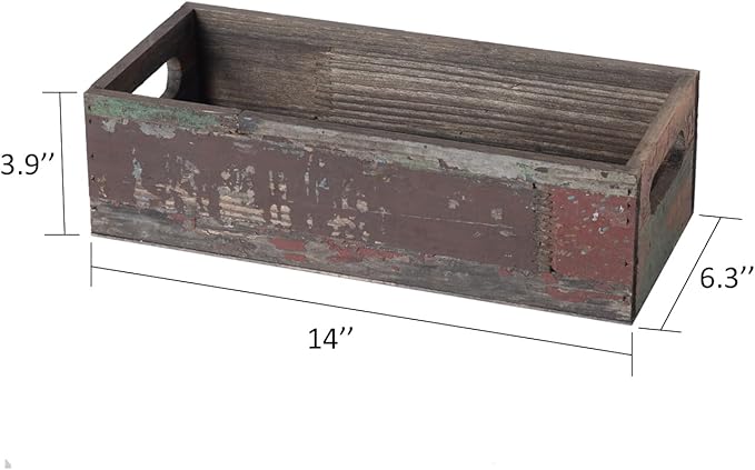 TIMRIS Farmhouse Distressed Wooden Storage Box, Rustic Bathroom Decor Box, Decorative Toilet Tank Basket Nice Butt, Solid Reclaimed Wood Organizer Box with Handles (Random)