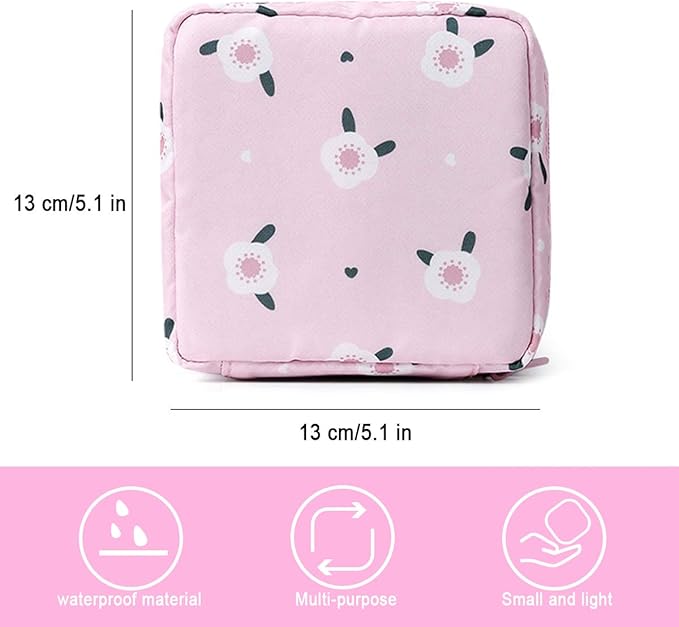 Tuciyke Sanitary Napkin Storage Bag,Menstrual Cup Pouch,Nylon Portable Sanitary Napkin Pads Storage Bags Feminine Menstruation First Period Bag for Teen Girls Women Ladies(2 Pack)