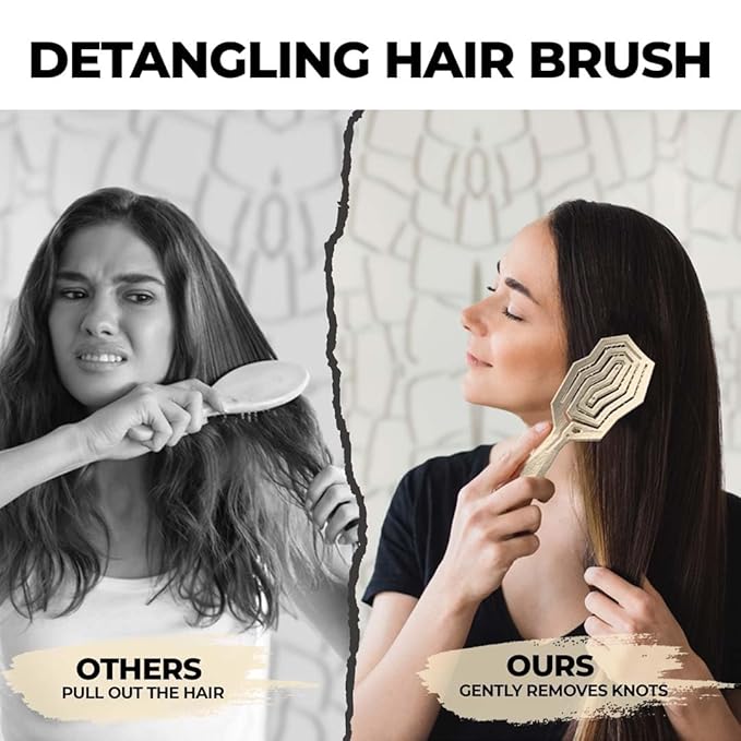 Detangler Brush For Women, Men & Kids - Anti-Static Detangle Hair Brush - Vented brush with 360° Flex Gently Removes Knots, Dry and Wet Brush Detangling Brush For Thick, Fine, Natural & Curly Hair