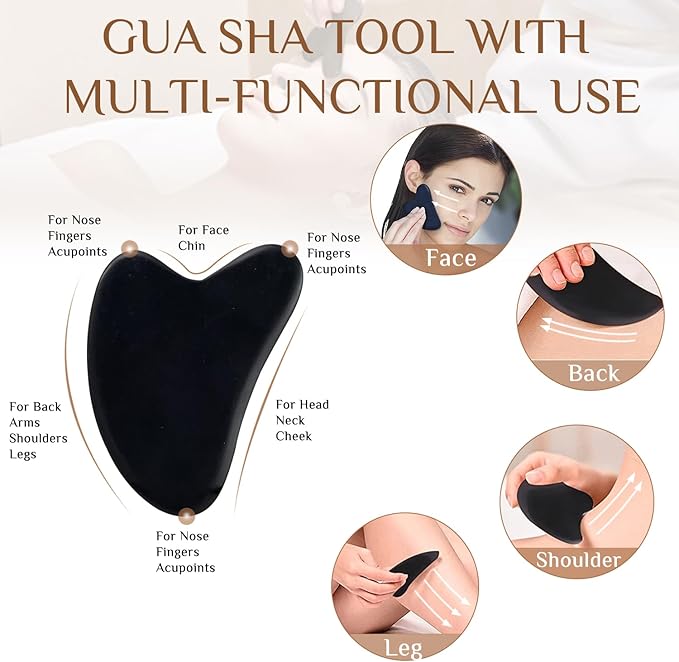 HDYAR Hot Stones for Massage Essential Basalt Massage Stones Gua Sha Facial Tools, Massage Tools for Professional or Home SPA, Relaxing, Healing, Pain Relief