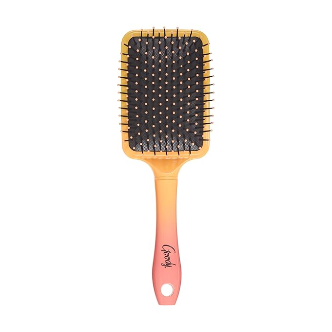 Goody Dream Paddle Brush For Thick Hair, Detangler Brush with Flexible Bristles, Tackle Tangles, Knots & Reduce Frizz, Pink & Orange Ombre