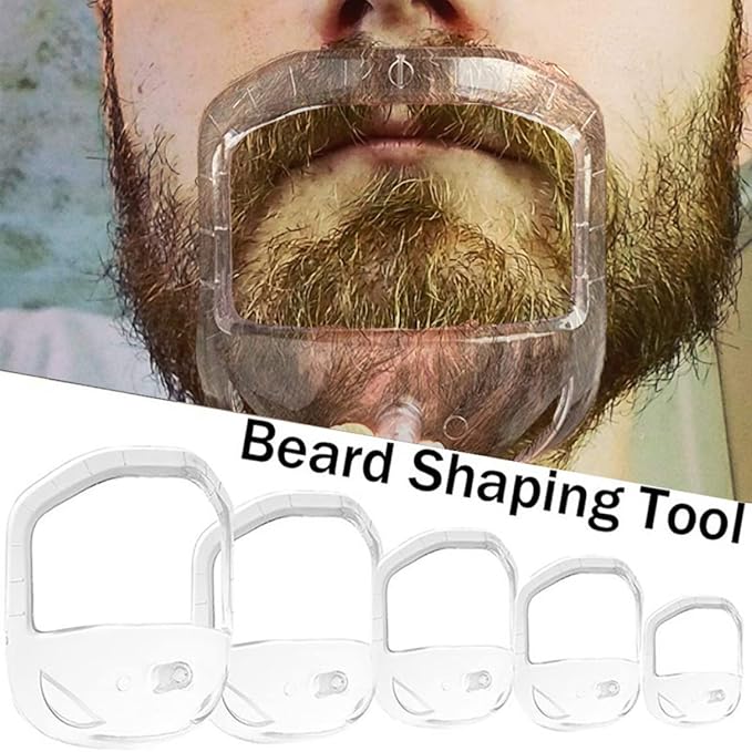 5PCS Transparent Beard Shaper Styling Tool Different Sizes Facial Hair Trimming Guide Grooming Shaper Hair Lineup Tool For Man, beard grooming kit