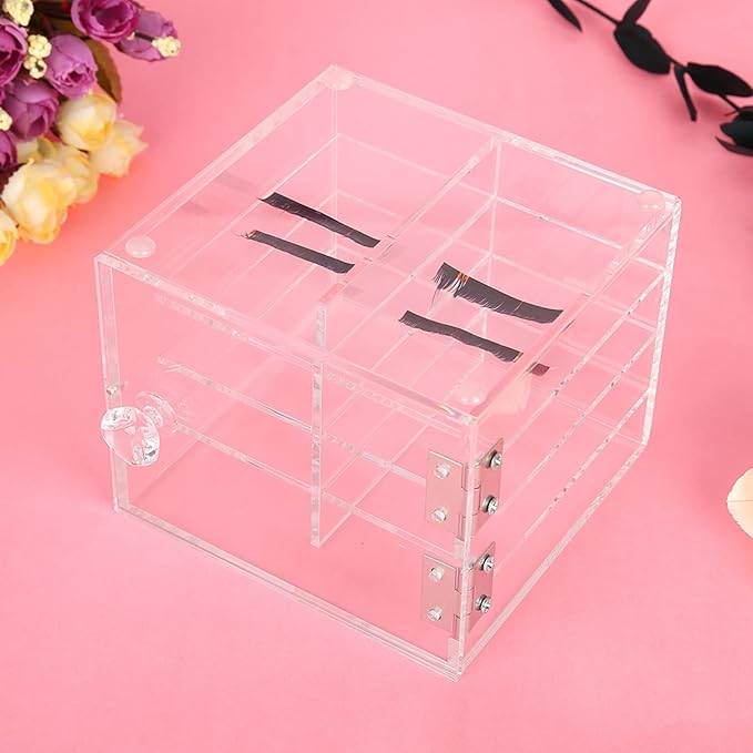 Eyelash Extension Carrying Box Transparent Acrylic 8 Layer Storage Case for False Eyelashes Makeup Accessories Professional Salon Use Durable Sustainable 11.8 x 11.3 x 9.5 cm