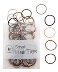 Heliums Small Hair Ties - Mix - No Damage Mini 1 Inch Reusable 2mm Elastics for Thin Hair and Kids, Neutral Ponytail Holders - 48 Count (Neutrals Mix)
