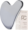 Rena Chris Gua Sha Facial Tools: Natural Terahertz Guasha Tool for Face Acupuncture Therapy, Facial Massager for Jawline Sculpting and Puffiness Reducing (Silver-Gray)