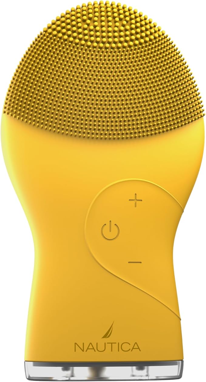 Nautica PC120 Facial Cleansing Brush Made with Ultra-Hygienic Soft Silicone, Waterproof, Rechargeable Vibrating Face Exfoliator Scrub Brush with Sonic Technology for Men & Women - Summer Sun
