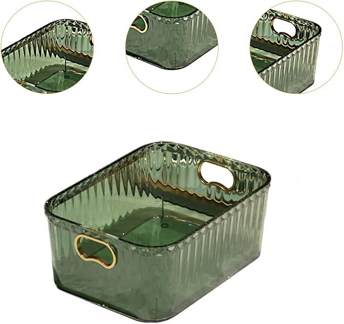 Acrylic Makeup Storage Bin Jewelry Organizer Storage Container Lightweight Multipurpose Portable for Pantry Laundry Accessory, Dark Green