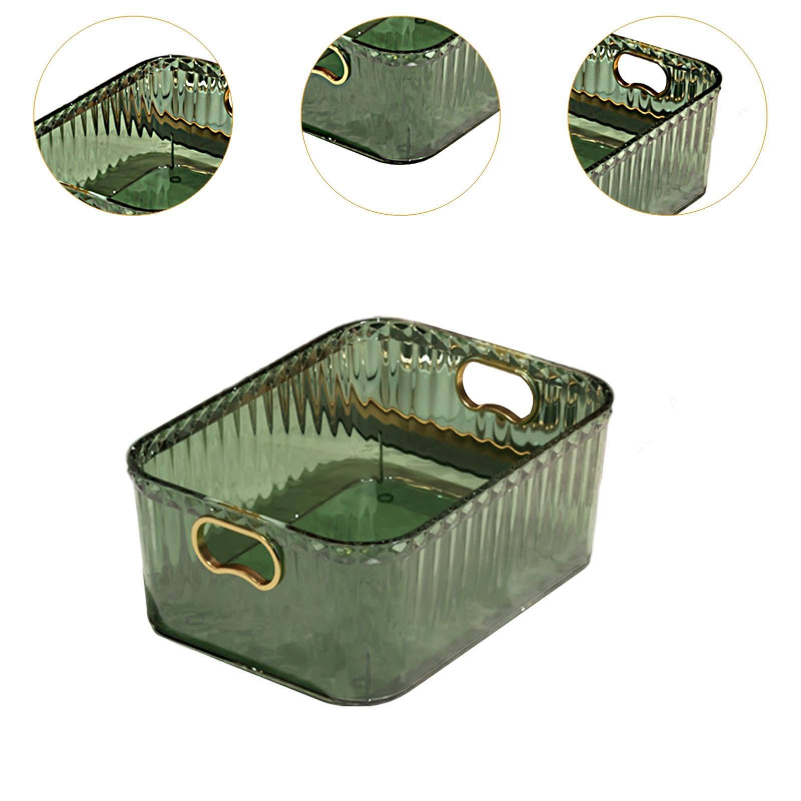 Bothyi Acrylic Makeup Storage Bin Jewelry Organizer Storage Container Lightweight Multipurpose Portable for Pantry Laundry Accessory, Dark Green