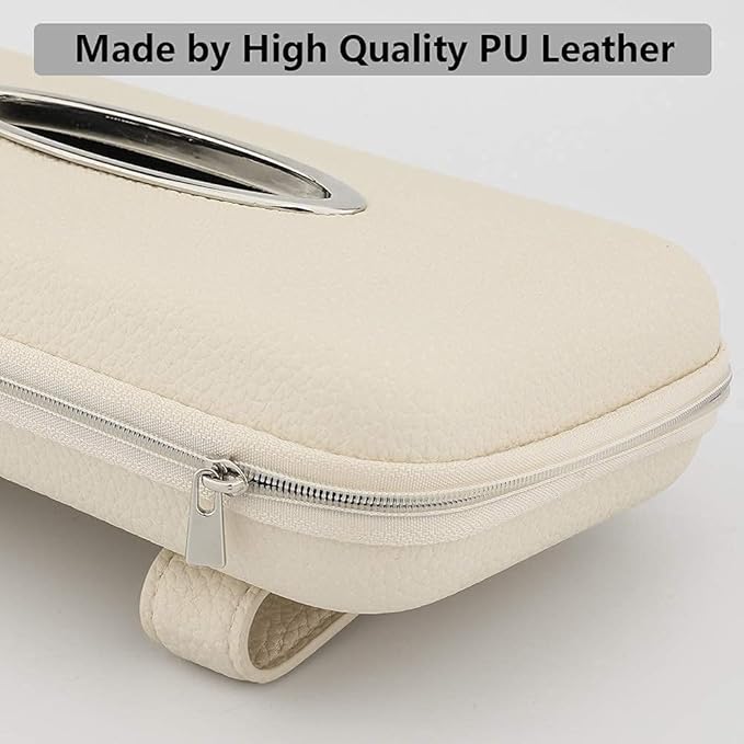 Car Tissue Holder, Sun Visor Tissue Holder, Zipper Car Visor Napkin Holder, PU Leather Backseat Tissue Case for Car,Vehicle (Beige)