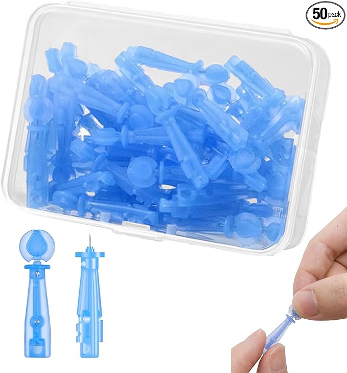 50 Pack Disposable Blackhead Remover Needles & Pimple Popper Tool Kit - Professional Acne Extractor Lancets for Whitehead, Comedone, Blemish Removal - Sterile Acne Needles with Case