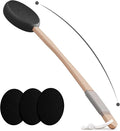 Svarvns Back Lotion Applicator with 4 Replaceable Pads, Lotion Applicator for Back Self Elderly, Women, Cream Medicine Applicator with 17" Curved Handle Easy to Target Back and Feet, Black