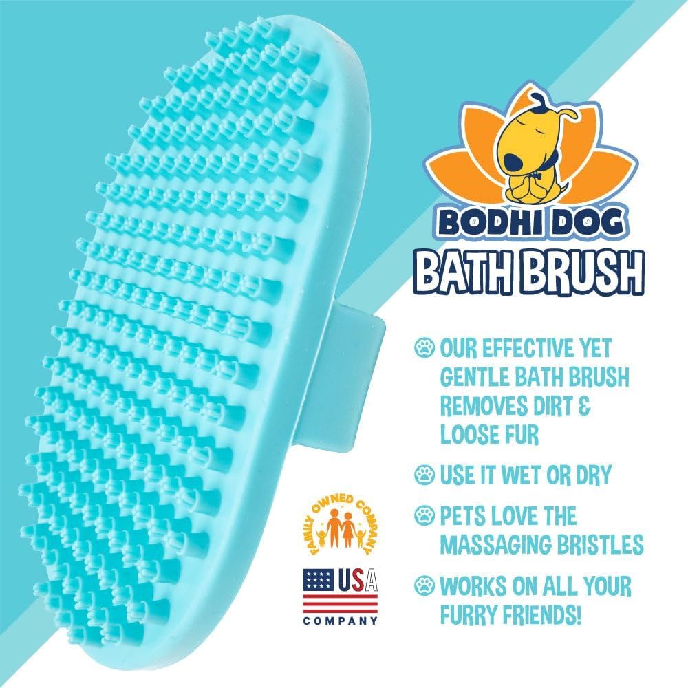 Bodhi Dog Shampoo Brush - Pet Grooming & Bath Supplies for Dogs and Cats - Bath Brush for Long & Short Hair - Premium Scrubber for Shower, Showerhead, Sprayer & Bathing (One Pack, Aqua)