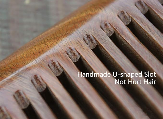 Real Natural Green Sandalwood Wooden Comb/Boutique Hair Comb - NO SNAGS,NO STATIC,NO TANGLE (Long standard tooth)