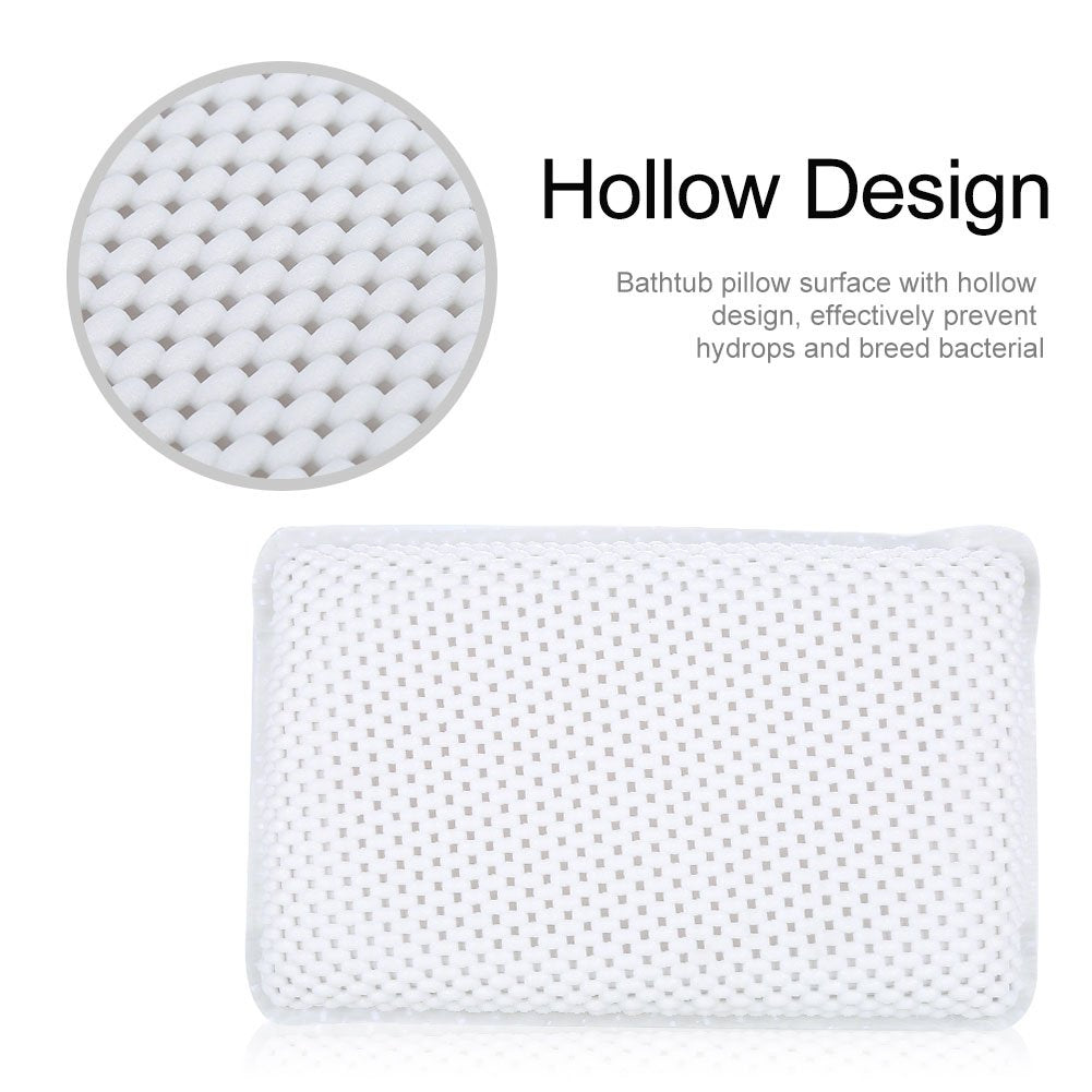 Yosoo Health Gear Spa Bath Pillow, Cushioned Bathtub Pillow with Suction Cups, PVC Bath and Spa Head Rest, White, Neck/Back Support