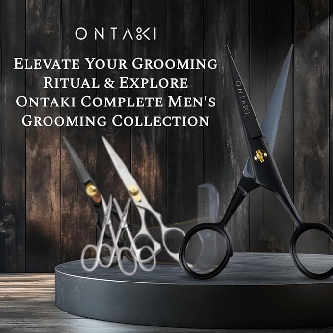 5" Beard and Mustache Scissors for Men with Combs - German Steel - Black