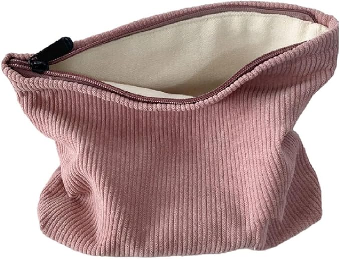 SxoSyo Corduroy Makeup Bags, Cosmetic Bag Purse, Pink