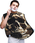 Skull Rock Roll Skeleton Bone Print Beard Bib Apron For Men, Beard Hair Catcher For Men Shaving Trimming,Beard Cape Cloth