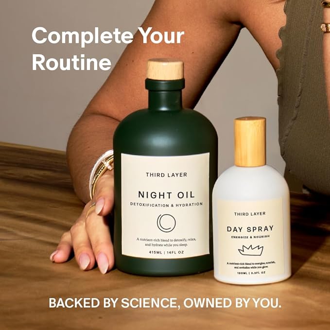 Third Layer Castor Oil Body Oil – 100% Organic, Cold-Pressed, Hexane-Free with Magnesium & Frankincense for Skin Hydration & Evening Self-Care, Night Oil (14 fl oz)