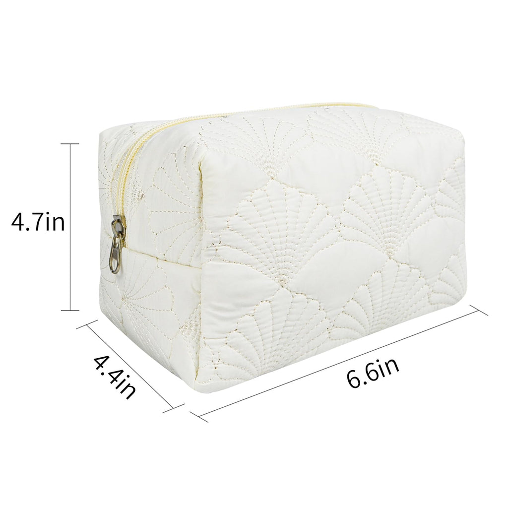 Quilted Makeup Bag Floral Cotton Make up Bag Puffy Coquette Makeup pouch Aesthetic Cute Travel Toiletry Bag for Women Girls