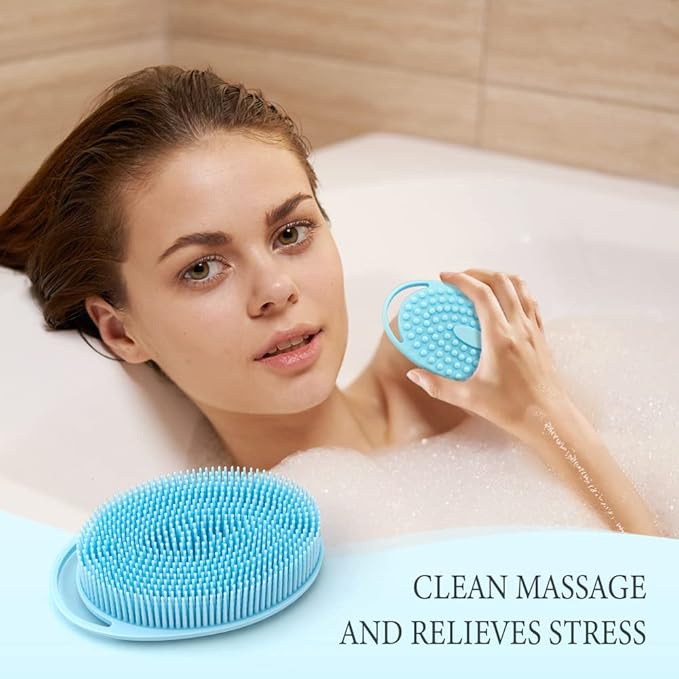 3 Pack Silicone Body Scrubber, Exfoliating Body Scrubber Fit for Sensitive and All Kinds of Skin, Soft Silicone Loofah for Women Men, Clean and Sanitary Rapid Foaming