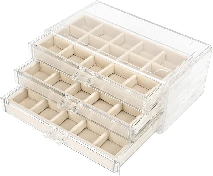 FEISCON Acrylic Jewelry Organizer Makeup Cosmetic Storage Organizer box