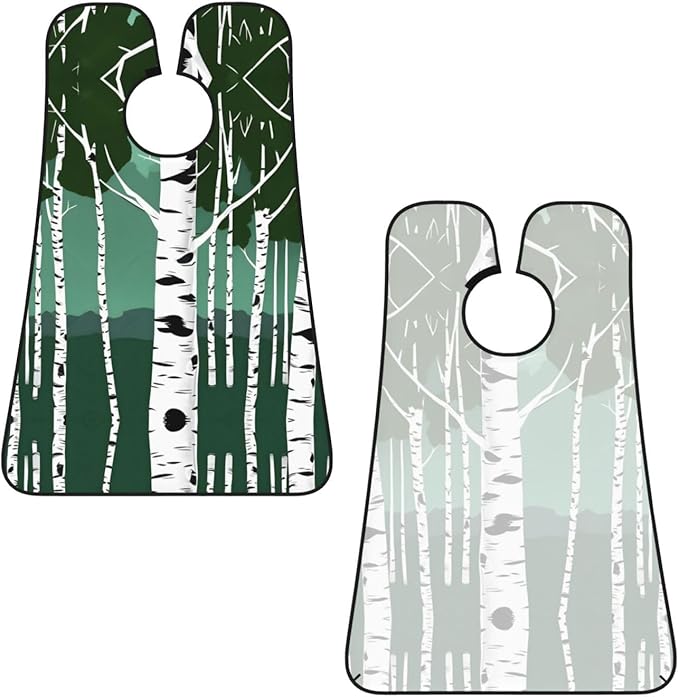 NOUZU Birch Trees Print Beard Bib Apron For Men, Beard Hair Catcher For Men Shaving Trimming,Beard Cape Cloth
