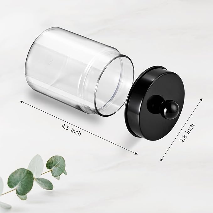 6 Pack Qtip Holder Dispenser - Acrylic Apothecary Jars with Lids for Bathroom Plastic Vanity Storage Accessories, Countertop Organizers Farmhouse Decor Canister for Cotton Swabs,Makeup Sponges