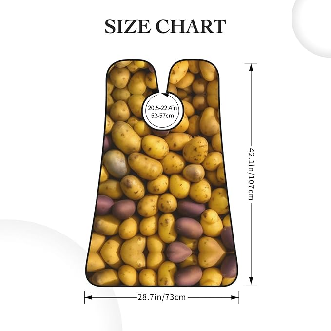 NOUZU Many Potatoes Print Beard Bib Apron For Men, Beard Hair Catcher For Men Shaving Trimming,Beard Cape Cloth