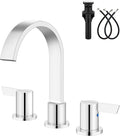 Aolemi Bathroom Faucets 3 Hole,8 Inch Widespread Waterfall Bathroom Sink Faucet,2 Handles Vanity Faucet with Pop-up Drain and Supply Hose,Polish Chrome