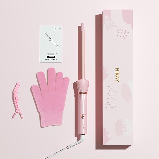 Hahahope 3/8 Inch Skinny Curling Wand, 9mm Mini Barrel for Short & Long Hair, Dual Voltage with 2 Heat Settings, Fast Heat Ceramic Curler