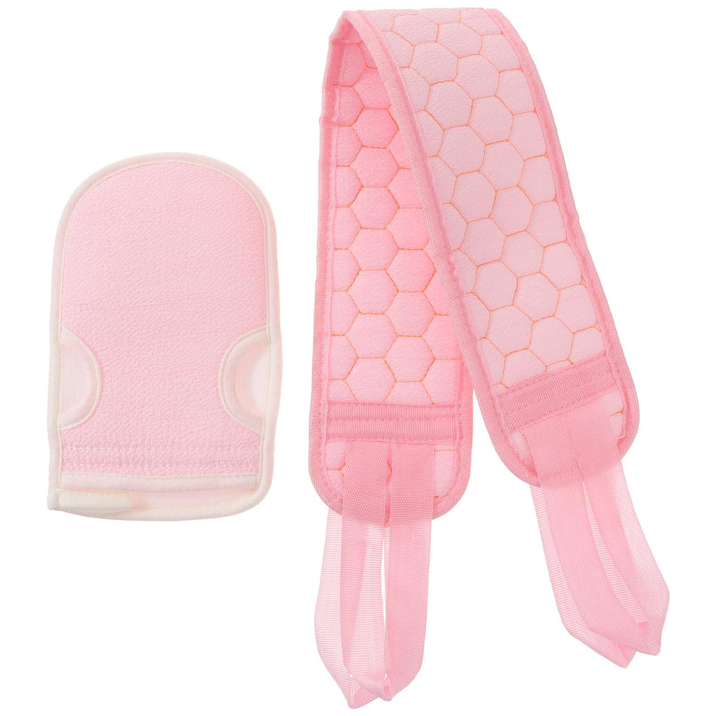 2 Pack Back Scrubber Shower Gloves Plant Sponge Pink Strip