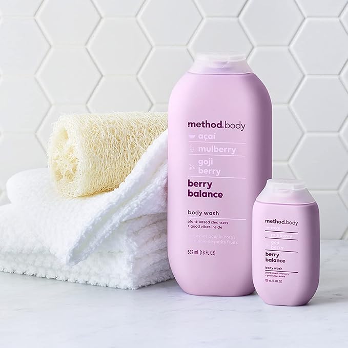 method Body Wash, Berry Balance - Leaves Skin Feeling Soft & Moisturized, Made Without Parabens, Notes of Acai, Mulberry & Goji Berry, 18 fl oz - 6 pack