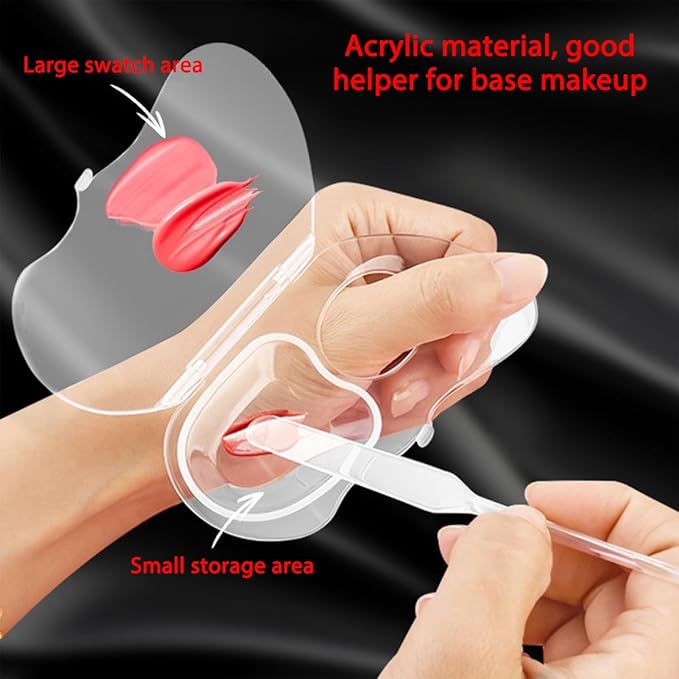 Rowcay 2 Set Makeup Mixing Palette, Acrylic Collapsible Makeup Palette Tray, Handheld Nail Art Transparent Palettes with Stirring Spatula for Foundation Make-up, Makeup Artist and Beginner