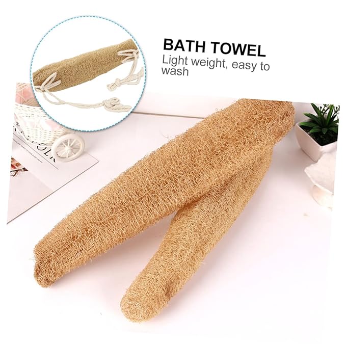 FRCOLOR Exfoliating Loofah Back Scrubber Strap for Shower Double-Sided Body Wash Tool for Deep Cleansing Natural Cotton Rope Back Washer for Easy Bathing for Men Women