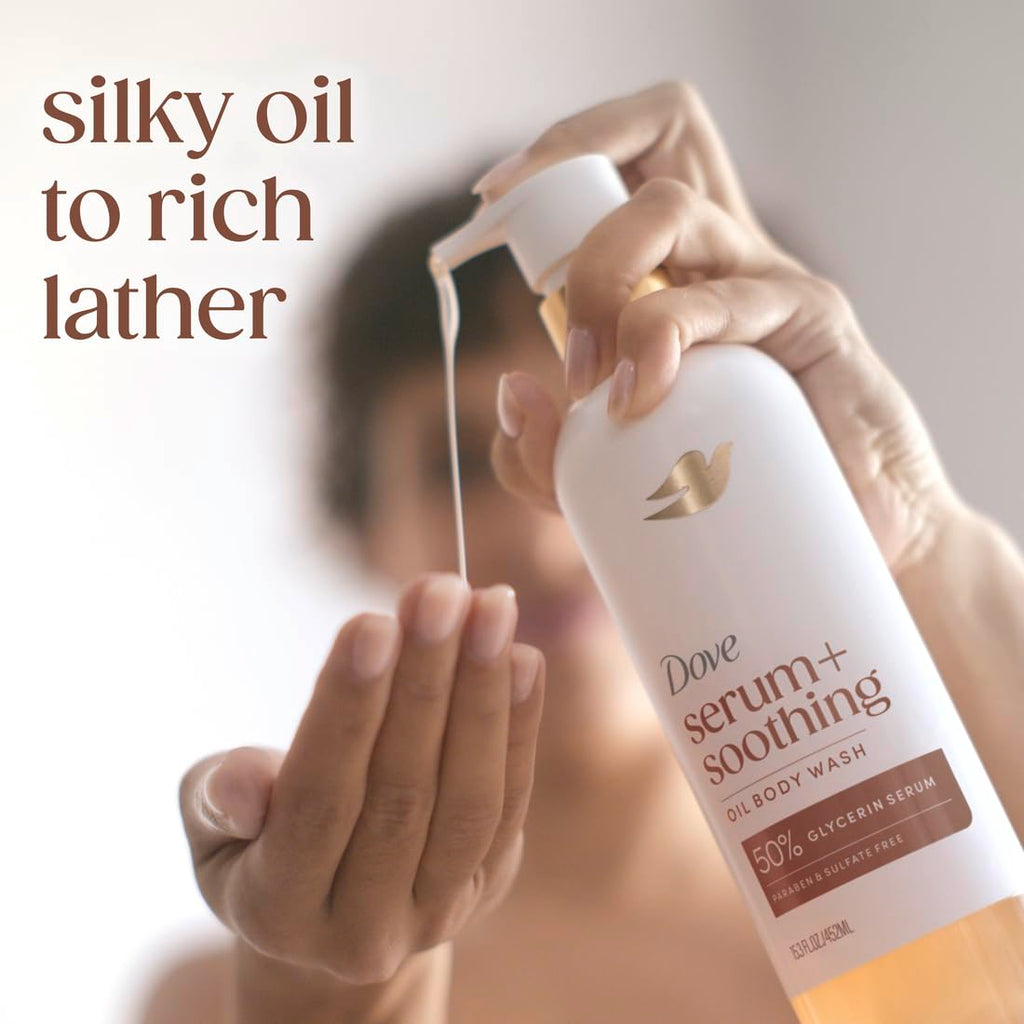 Dove Serum+ Soothing Oil Body Wash, Almond & Oil Sandalwood, 15.3 fl oz