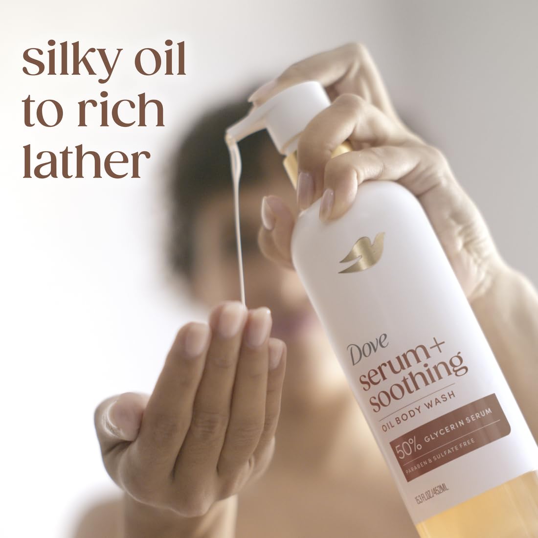 Dove Serum+ Soothing Oil Body Wash, Almond & Oil Sandalwood, 15.3 fl oz