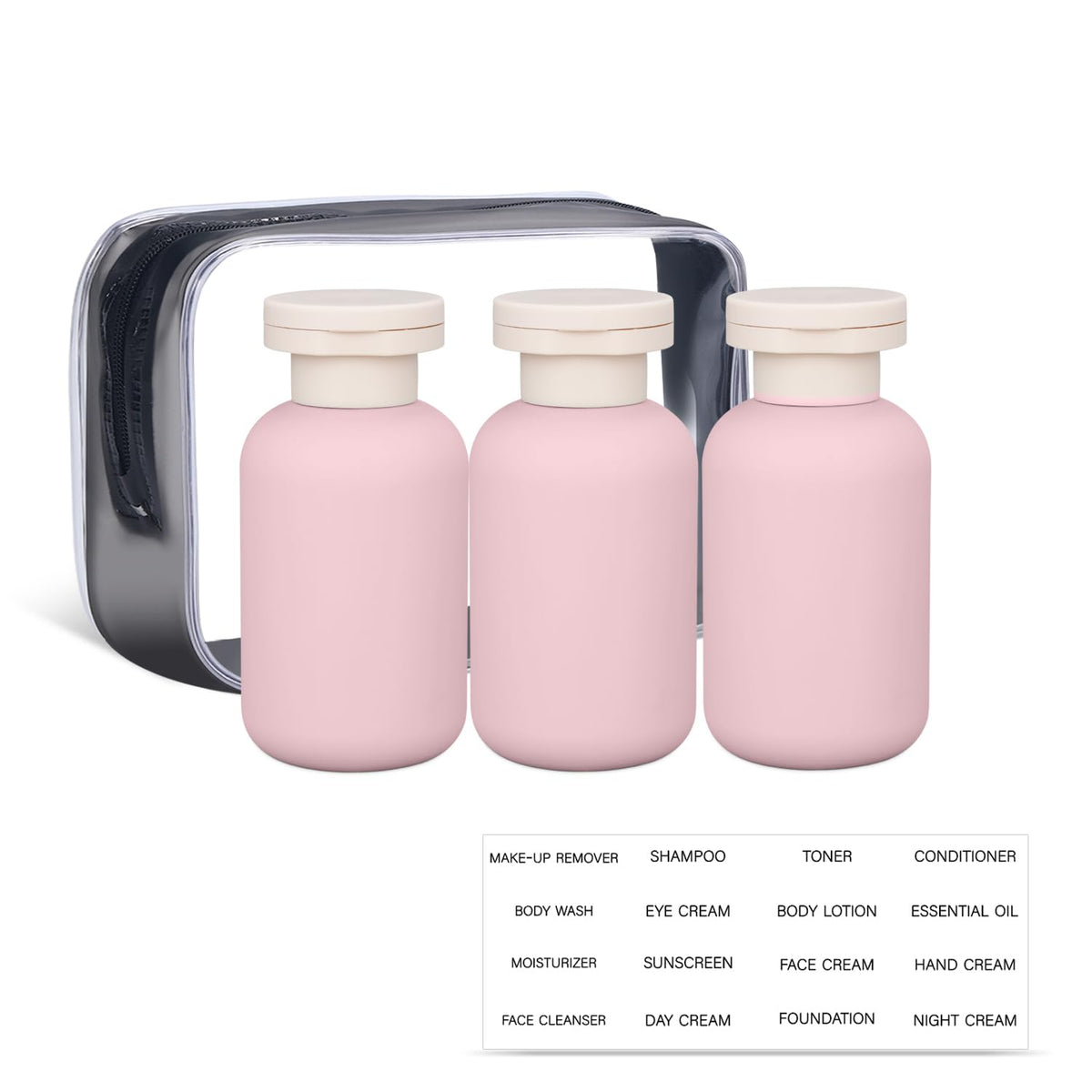 ASEVAT 6.7 oz Leak-Proof Travel Bottles, 3 Pack Refillable Plastic Squeeze Vessels with Caps, Portable Containers for Shampoo, Lotion, Cream & Daily Liquids
