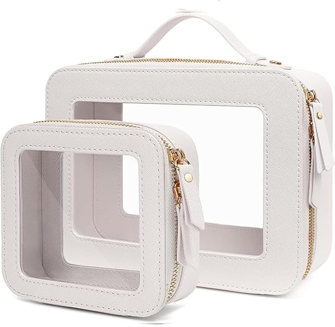2 Pieces Clear Mahjong Bag, Travel Makeup Bag Large Cosmetic Bag with Zipper Small Clear Makeup Pouch for Purse Waterproof TSA Approved Toiletry Bag Case for Women Car Organizer Travel Essentials