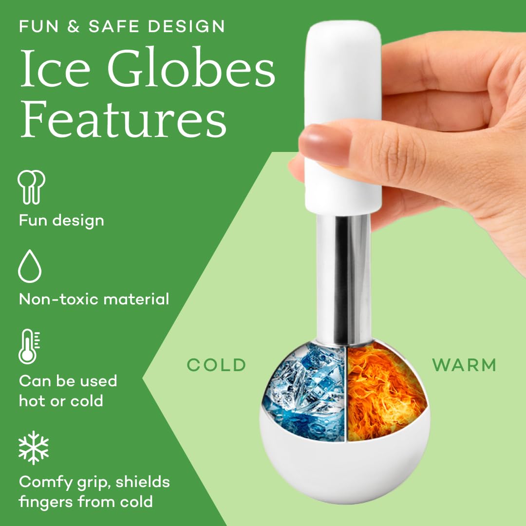 LUONKOS Ice Globes for Face and Eyes - Set of 2 Stainless Steel Cryo Sticks