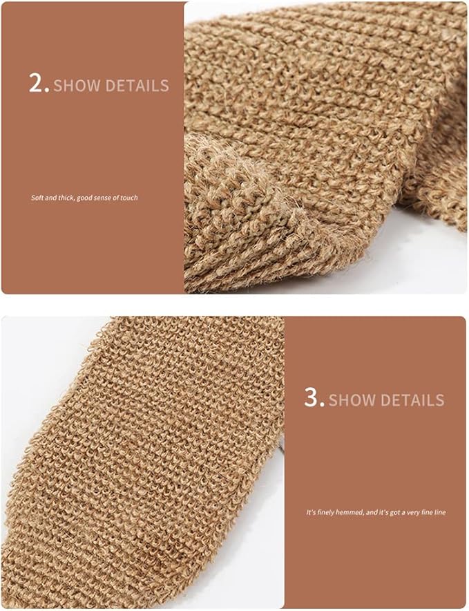 Elolicu Jute Back Wash Strap, Hemp Back Scrubber Double Sided Natural Exfoliating Hemp Gloves Massage Strap Body Towel Brush Shower Exfoliating Belt for Back Bath Deep Clean Invigorate Your Skin