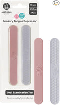 ezpz Sensory Tongue Depressors - All Ages (2 Pack in Blush/Pewter) - Silicone/Stainless Steel Tongue Depressor for Visibility Into the Mouth + Healthy Oral Care Routine
