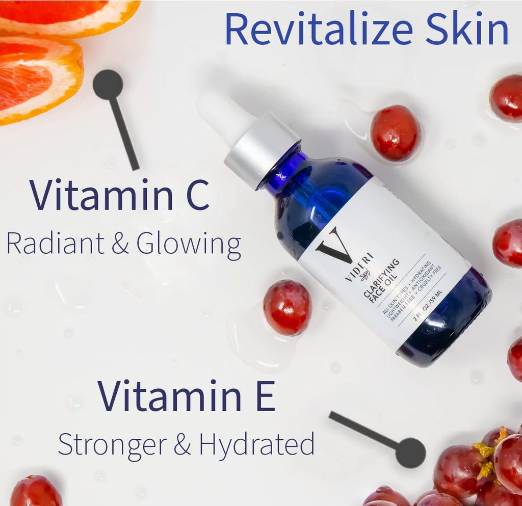 Videri Gua Sha Face Oil - Anti Aging Organic Face Serum, Grapeseed, Argan, Grapefruit & Vitamins C & E. Nature Vegan Formula, Face Roller Oil for Facial Massage Tools. Large 2 Oz