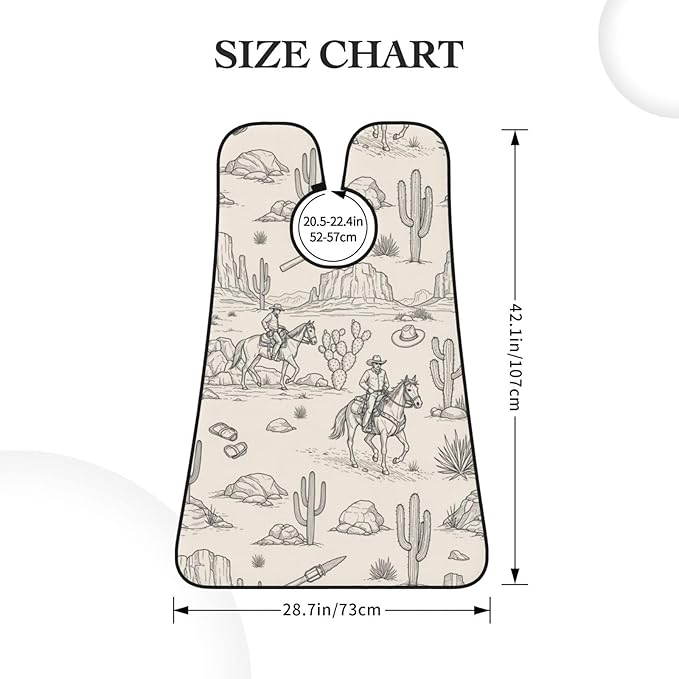 Non-Stick Beard Bib for Shaving, Western Desert Cowboy Riding Horses Shave Bib, Waterproof Hair Catcher with Suction Cups, Grooming Apron Men Husband